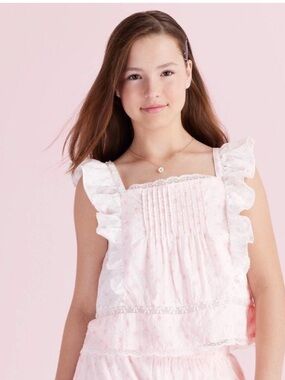 LoveShackFancy Target Pink Floral Ruffle Tank Top 12